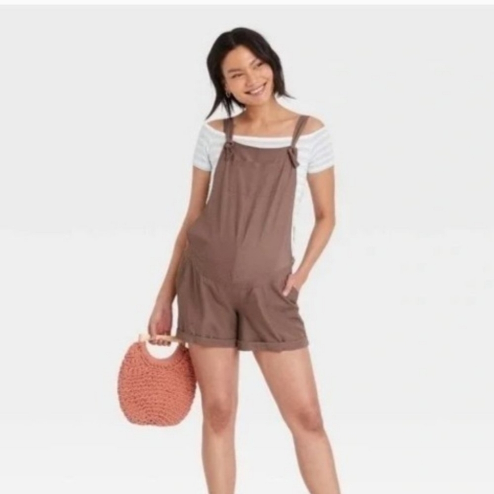 Dark Brown Maternity Shortalls
